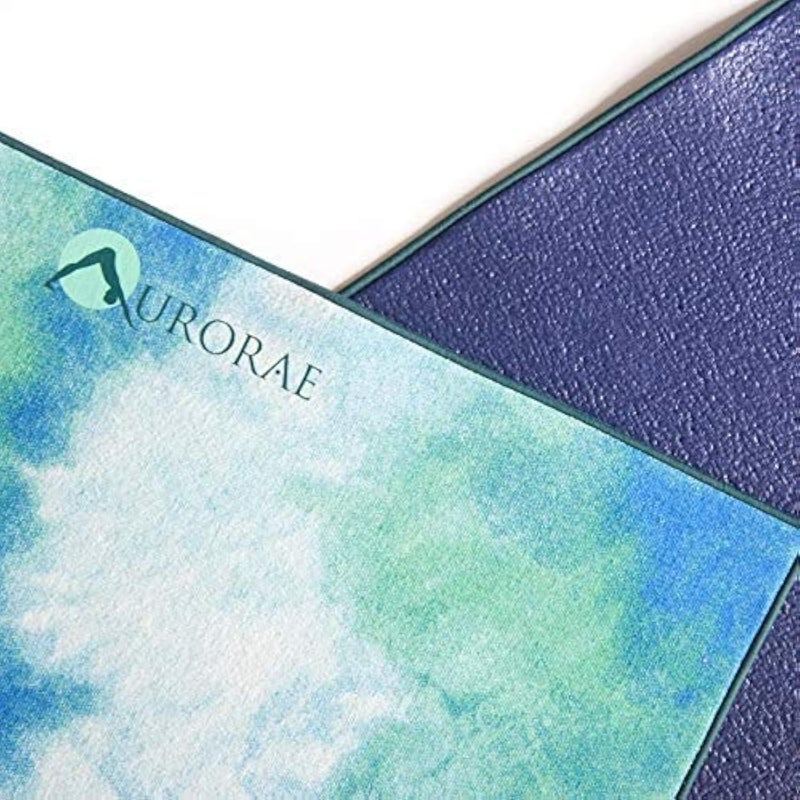 AURORAE Synergy 2in1 Hot Yoga Mat with integrated Non Slip Microfiber Towel. No Slipping No Bunching/Odor Patent Protected, Machine Washable. TAHITI TIDE - Image 1